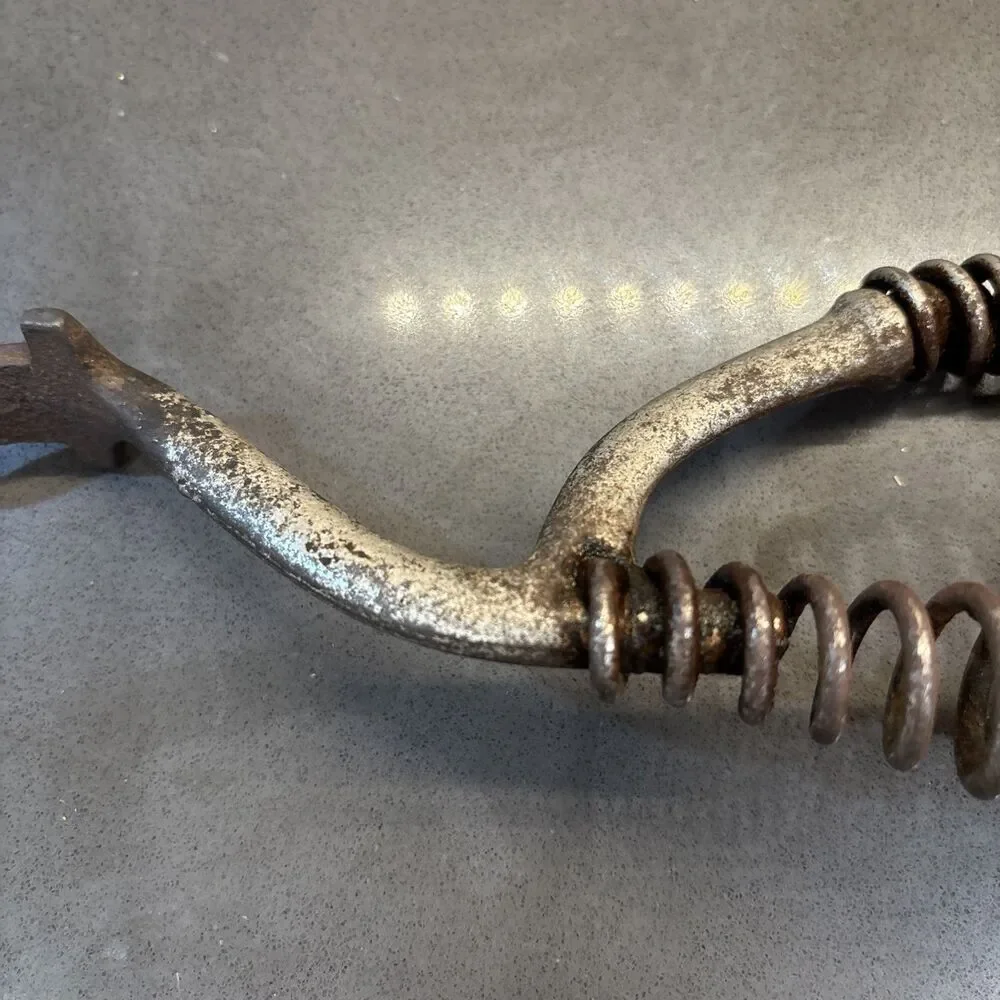 Vintage Antique Cast Iron Stove Lid Lifter Spring Handle USA Wear Kitchen Metal